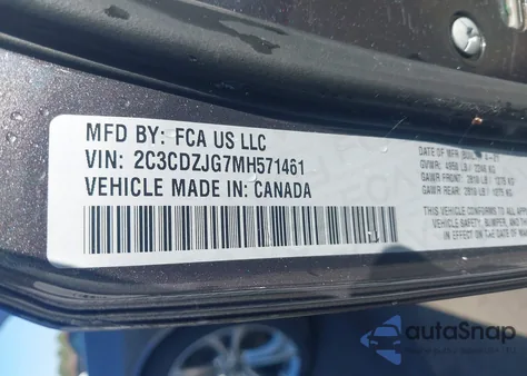 2021 Dodge Challenger Gt z USA, uszkodzony, nr VIN 2C3CDZJG7MH571461